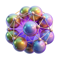 elegante abstrato cromático orbes interligado de afinar, brilhando filamentos, semelhante a uma complexo neural rede, com uma macio, etéreo brilho e uma cyberpunk estético detalhado png