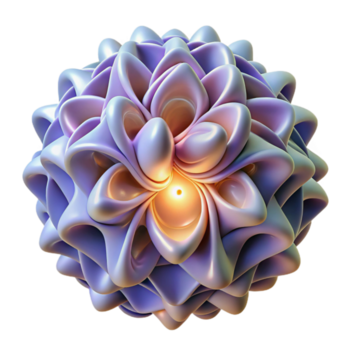 impressionnant abstrait une palpitant, biologique forme avec complexe fractale détails, embrasé avec une doux, interne lumière, dans une biomorphique, art déco style professionnel png