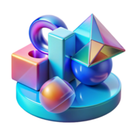 elegant creative A dynamic composition of overlapping, transparent shapes, with gradients of vibrant colors, lit by a cool, blue light, in a Bauhaus style premium png