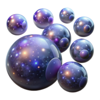 vibrant artistic A field of floating, translucent orbs, filled with swirling galaxies and nebulae, illuminated by the soft glow of distant stars authentic png