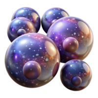 vibrant minimalist A field of floating, translucent orbs, filled with swirling galaxies and nebulae, illuminated by the soft glow of distant stars professional png