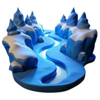 serene artistic A winding river carving through a snow covered canyon, lit by the cold, blue light of a winter moon. Photorealistic premium png