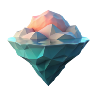 serene traditional A lone iceberg floating in a calm, turquoise sea, reflecting a pastel sunset sky, in a minimalist, geometric style high quality png