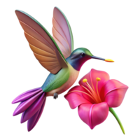 impressive abstract A hummingbird hovering near a vibrant fuchsia flower, captured mid flight, with a bokeh effect, nature photography style exclusive png