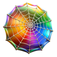 magnificent creative A close up of a dew kissed spiderweb glistening in the early morning sun, reflecting a vibrant rainbow, macro photography style high resolution png
