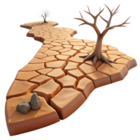 extraordinary artistic A dried up riverbed cracking under the intense heat, with a single, withered tree in the distance, in a gritty, realistic style genuine png