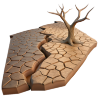 magnificent creative A dried up riverbed cracking under the intense heat, with a single, withered tree in the distance, in a gritty, realistic style professional png