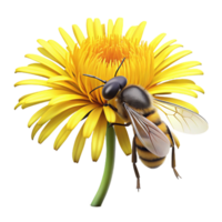 beautiful abstract A close up of a bee collecting pollen from a bright yellow dandelion, with a shallow depth of field, macro photography style original png