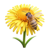 dramatic modern A close up of a bee collecting pollen from a bright yellow dandelion, with a shallow depth of field, macro photography style original png