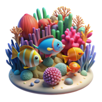 dramatic artistic A coral reef teeming with colorful fish and marine life, bathed in the dappled sunlight filtering through the water, in a vibrant, realistic style authentic png