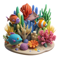 extraordinary minimalist A coral reef teeming with colorful fish and marine life, bathed in the dappled sunlight filtering through the water, in a vibrant, realistic style 4K png