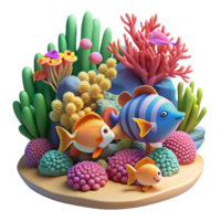 vibrant abstract A coral reef teeming with colorful fish and marine life, bathed in the dappled sunlight filtering through the water, in a vibrant, realistic style high resolution png