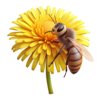 stunning contemporary A close up of a bee collecting pollen from a bright yellow dandelion, with a shallow depth of field, macro photography style exclusive png