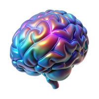 beautiful creative A hyperrealistic holographic projection of a human brain rotating slowly, intricate neural pathways glowing in different colors, lit by a cool, clinical light genuine png
