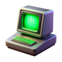 stunning modern A vintage computer terminal displaying cryptic code, glowing green against a dark background, synthwave style, dramatic lighting high resolution png