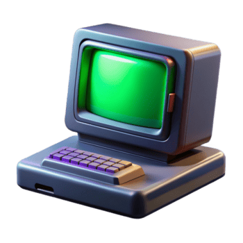 impressionante criativo uma vintage computador terminal exibindo enigmático código, brilhando verde contra uma Sombrio fundo, synthwave estilo, dramático iluminação autêntico png