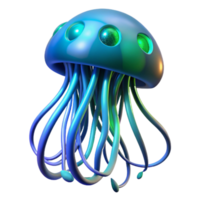 extraordinary abstract A giant, bioluminescent jellyfish floating in the deep ocean, its tentacles interwoven with fiber optic cables, ethereal and otherworldly, dark blue and green hues authentic png