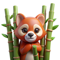 wonderful creative A curious red panda peering through bamboo stalks, soft diffused lighting, Pixar animation style professional png