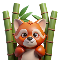 vibrant rustic A curious red panda peering through bamboo stalks, soft diffused lighting, Pixar animation style premium png