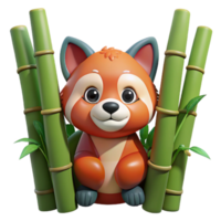 beautiful minimalist A curious red panda peering through bamboo stalks, soft diffused lighting, Pixar animation style detailed png