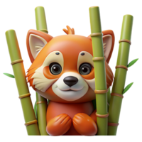 impressive modern A curious red panda peering through bamboo stalks, soft diffused lighting, Pixar animation style original png
