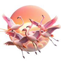 beautiful classic A flock of flamingos taking flight from a shallow lagoon, pastel sunrise lighting, impressionistic style original png