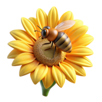 magnificent classic A close up of a bee collecting pollen from a sunflower, macro photography with shallow depth of field, warm summer lighting 4K png
