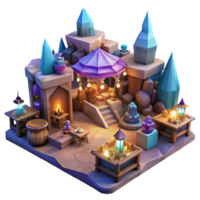 elegant minimalist A bustling marketplace in a subterranean city, illuminated by glowing crystals and populated by diverse fantasy races, stalls overflowing with strange and magical wares.... png