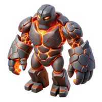 extraordinary abstract A towering golem crafted from volcanic rock, magma flowing through its cracks, standing amidst a desolate, ash covered landscape. Ominous, red hued lighting.... png