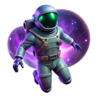 vibrant artistic A lone astronaut, clad in a bioluminescent spacesuit, drifts through a nebula of swirling emerald and violet gases, illuminated by the distant glow of a binary star system.... png