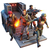 magnificent abstract A group of space pirates, wearing tattered clothing and wielding laser pistols, boarding a derelict spaceship, lit by the flickering red emergency lights.... png