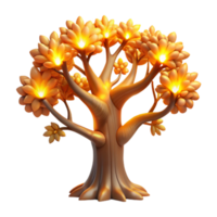stunning abstract A giant, sentient tree, with glowing branches and leaves, dominates a lush, alien landscape, illuminated by the warm, golden light of a twin sunset. Fantasy art style authentic png