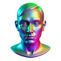 elegant classic A holographic projection of a human face glitching and distorting, cool blue and green lighting, abstract digital art style 4K png