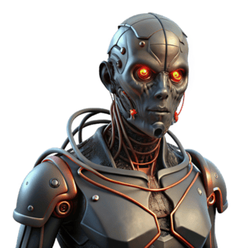 Maravilhoso abstrato uma decadente cyborg com exposto fios e brilhando circuitos, Sombrio e temperamental iluminação, cyberpunk estilo exclusivo png