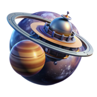 wonderful contemporary A colossal space station orbiting a gas giant, dramatic backlighting, cinematic style detailed png