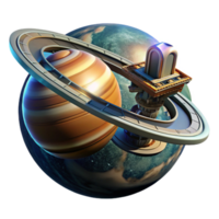serene rustic A colossal space station orbiting a gas giant, dramatic backlighting, cinematic style authentic png