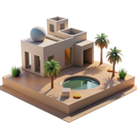 impressive abstract A desert oasis, modern minimalist architecture, reflecting pools, harsh midday sun, stark shadows, peaceful, tranquil, detailed png