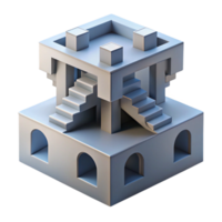 stunning creative A gravity defying Escher esque building, impossible angles, stairs leading nowhere, soft diffuse lighting, surreal, mind bending, exclusive png