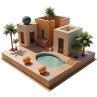 vibrant traditional A desert oasis, modern minimalist architecture, reflecting pools, harsh midday sun, stark shadows, peaceful, tranquil, premium png