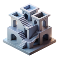extraordinary creative A gravity defying Escher esque building, impossible angles, stairs leading nowhere, soft diffuse lighting, surreal, mind bending, genuine png