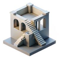 dramatic abstract A gravity defying Escher esque building, impossible angles, stairs leading nowhere, soft diffuse lighting, surreal, mind bending, exclusive png