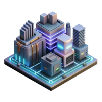 elegant modern A microscopic view of a circuit board, forming intricate architectural structures, neon light trails, abstract, futuristic, detailed png