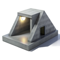 beautiful rustic A minimalist concrete bunker, sharp angles and smooth surfaces, lit by a single, harsh spotlight from above. Brutalist, monochrome authentic png