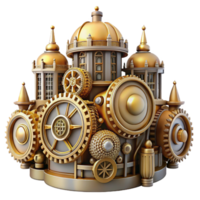 wonderful rustic An intricate clockwork city, gears and cogs, intricate mechanisms, steampunk, retrofuturistic, warm lighting, professional png