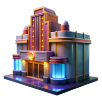 vibrant rustic An art deco cinema, gleaming chrome and neon signage, illuminated by the warm glow of streetlights on a rainy night. Cinematic, slightly blurred genuine png