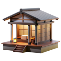 serene traditional A Japanese tea house nestled in a zen garden, natural wood and paper screens, soft morning light. Serene, minimalist authentic png
