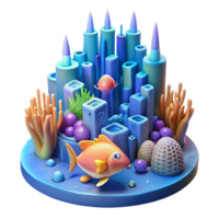 lindo abstrato uma vibrante embaixo da agua cidade, bioluminescente coral estruturas e colorida peixe, etéreo embaixo da agua iluminação. surreal, sonhe como exclusivo png