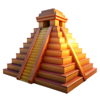wonderful abstract A towering Mayan pyramid, intricate carvings and vibrant colors, bathed in the golden light of a setting sun. Ancient, majestic genuine png