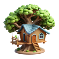 elegant rustic A whimsical treehouse, built into the branches of a giant oak, dappled sunlight filtering through the leaves. Fairytale, magical 4K png