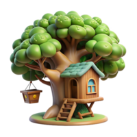 extraordinary contemporary A whimsical treehouse, built into the branches of a giant oak, dappled sunlight filtering through the leaves. Fairytale, magical original png
